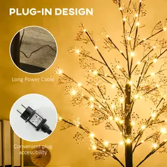 HOMCOM 6ft Artificial Gypsophila Blossom Tree Light with 96 Warm White LED Light, Baby Breath Flowers for Home Party Wedding, Indoor and Outdoor Use - 8