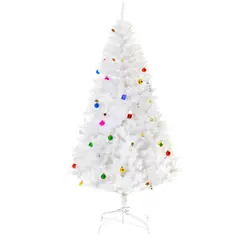 HOMCOM 6ft Snow Artificial Christmas Tree w/ Metal Stand Decorations Home Seasonal Elegant Faux White - 1