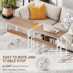 HOMCOM 80 cm Drop Leaf Writing Work Desk - Natural Wood Finish - 6