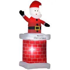 HOMCOM 7ft Christmas Inflatable Santa Claus from Chimney, Blow-Up Outdoor LED Garden Display for Lawn, Party - 1