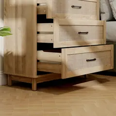 HOMCOM 76 cm Wide Drawer Chest of Drawers with 3 Drawer - Oak - 9