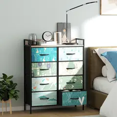 HOMCOM 8-Drawer Chest of Drawers - Blue - 2