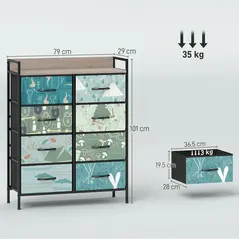 HOMCOM 8-Drawer Chest of Drawers - Blue - 3