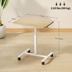 HOMCOM 75-115cm Manual Adjustable Sit-To-Stand Desk - White/Wood-Effect - 3