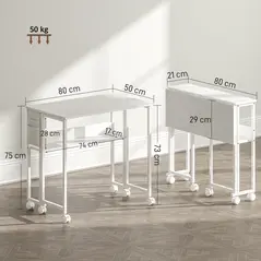 HOMCOM 80 cm Drop Leaf Writing Work Desk - White - 3