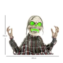 HOMCOM 70cm Groundbreaker Skeleton Halloween Animatronic, with Glowing Eyes - 3