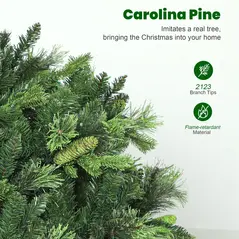 HOMCOM 7.5ft Artificial Pine LED Christmas Tree, with Remote - 7