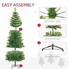 HOMCOM 7FT Indoor Christmas Tree Artificial Decoration Xmas Gift with Metal Stand Branch Tips - 6