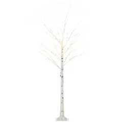 HOMCOM 6ft Artificial White Birch Tree Light with Warm White Pre-Lit LED Light for Indoor and Covered Outdoor Use - 1