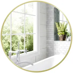 HOMCOM 70cm Aluminium Frame Round Bathroom Mirror - Gold Tone - 1