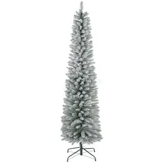 HOMCOM 7ft Artificial Snowy Pencil Christmas Tree - White - 1