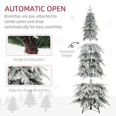 HOMCOM 6ft Snow-Covered Unlit Artificial Christmas Tree - 6