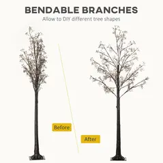 HOMCOM 6ft Artificial Gypsophila Blossom Tree Light with 96 Warm White LED Light, Baby Breath Flowers for Home Party Wedding, Indoor and Outdoor Use - 6