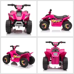 HOMCOM 6V Kids Electric Ride on Car ATV Toy Quad Bike Four Big Wheels w/ Forward Reverse Functions Toddlers for 18-36 Months Old Pink - 8