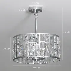 HOMCOM 72 Glass Crystallite Chandelier - Silver-Tone - 3