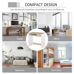 HOMCOM 80cm Compact Computer Desk with Keyboard Tray, Home Office Desk with Drawer for Bedroom Study, Oak - 6