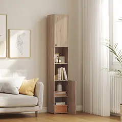 HOMCOM 6-Tier Tall Bathroom Cabinet - Natural - 8