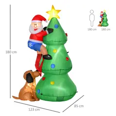 HOMCOM 6ft Inflatable Christmas Tree, LED Lighted with Santa Claus Dog for Home Indoor Outdoor Garden Lawn Decoration Party Prop - 3