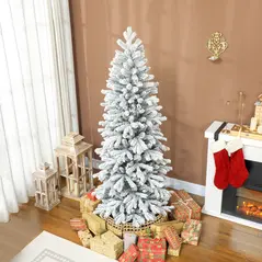 HOMCOM 6ft Flocked Artificial Christmas Tree - 2