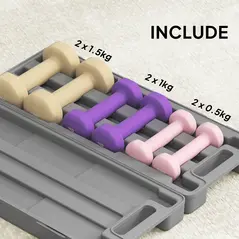 HOMCOM 6Kg Dumbbell Set, Fitness Weight Set for Men and Women, Home Gym Workout, Pink, Purple, Brown - 5