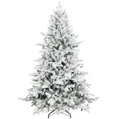 HOMCOM 6ft Snow Flocked Artificial Christmas Tree - 1