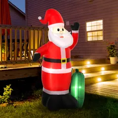 HOMCOM 7.5ft Inflatable Christmas Santa Claus with LED Air Blown Xmas Décor Holiday Outdoor Yard Decoration - 2