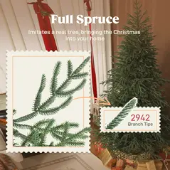 HOMCOM 7 ft Full Spruce Christmas Tree with Realistic Dense Tips, Easy Assembly - Green - 5