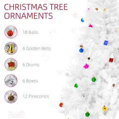 HOMCOM 6ft Snow Artificial Christmas Tree w/ Metal Stand Decorations Home Seasonal Elegant Faux White - 4