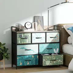 HOMCOM 7-Drawer Chest of Drawers - Blue - 2