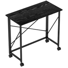 HOMCOM 80 cm Folding Desk on Wheels - Black - 1