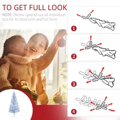 HOMCOM 6FT Artificial Fibre Optic Christmas Tree Seasonal Decoration w/ LED Lights Pre-Lit Easy Store White Blue - 7