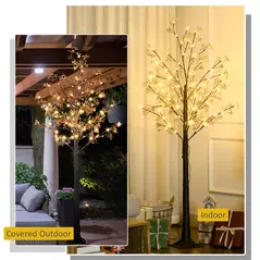 HOMCOM 6ft Artificial Gypsophila Blossom Tree Light with 96 Warm White LED Light, Baby Breath Flowers for Home Party Wedding, Indoor and Outdoor Use - 7