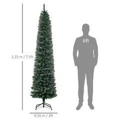 HOMCOM 7.5FT Artificial Snow Dipped Christmas Tree Xmas Pencil Tree Holiday Home Indoor Decoration with Foldable Black Stand, Green - 3
