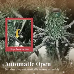 HOMCOM 7 ft Artificial Flocked Christmas Tree with 1867 Branches, Hinged Xmas Tree with Foldable Metal Stand, Easy Assembly for Home Office Decor - 6