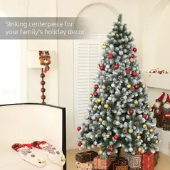 HOMCOM 7ft Snow-Dipped Artificial Pine Christmas Tree - 4