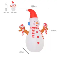 HOMCOM 8ft Christmas Inflatable Snowman with Candy, Rotating Lighted for Home Indoor Outdoor Garden Lawn Decoration Party Prop - 3
