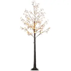 HOMCOM 6ft Artificial Gypsophila Blossom Tree Light with 96 Warm White LED Light, Baby Breath Flowers for Home Party Wedding, Indoor and Outdoor Use - 1