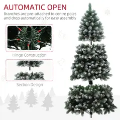 HOMCOM 7ft Snow-Dipped Artificial Pine Christmas Tree - 7