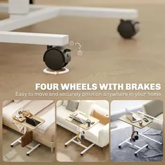 HOMCOM 75-115cm Manual Adjustable Sit-To-Stand Desk - White/Wood-Effect - 5