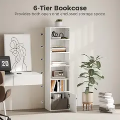 HOMCOM 6-Tier 156 cm Tall Bookcase - White - 4