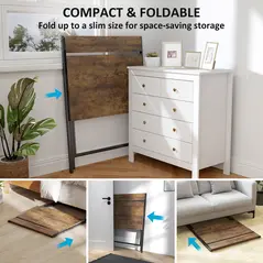 HOMCOM 81.5 cm Folding Computer Desk with Monitor Shelf - Rustic Brown - 4