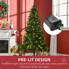 HOMCOM 6FT Christmas Tree Warm White LED Light Holiday Home Decoration, Green - 5