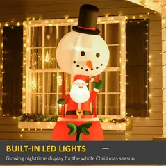 HOMCOM 8ft Christmas Inflatable Decoration with Santa Claus on Snowman Hot Air Balloon, Blow Up Xmas Decor for Outdoor ​Indoor - 4