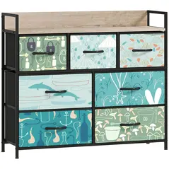 HOMCOM 7-Drawer Chest of Drawers - Blue - 1