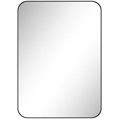 HOMCOM 70 x 50cm Curved Bathroom Mirror - Black - 1