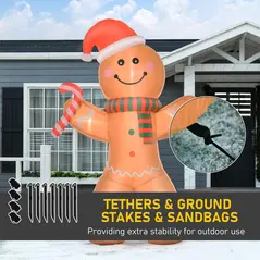 HOMCOM 8ft Christmas Inflatable Gingerbread Man, Lighted Blow Up Yard Decor Indoor Outdoor Garden Lawn Party Prop - 7