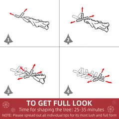 HOMCOM 6FT Christmas Tree Warm White LED Light Holiday Home Decoration, Green - 6