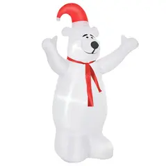 HOMCOM 6ft Tall Outdoor Inflatable Bear Airblown Projection Holiday Christmas Lawn Décor - 1