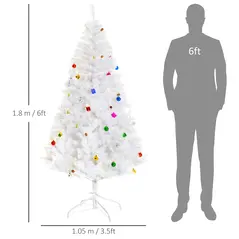 HOMCOM 6ft Snow Artificial Christmas Tree w/ Metal Stand Decorations Home Seasonal Elegant Faux White - 3