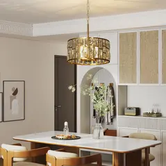 HOMCOM 72 Glass Crystallite Chandelier - Gold-Tone - 2